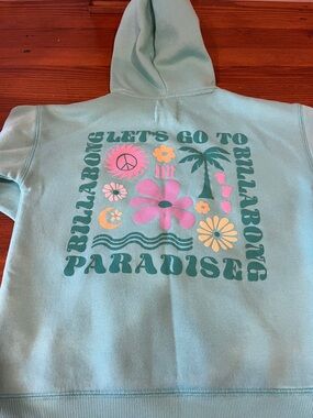 Billabong Mint Green Girls' Hoodie with Pink Floral Accents